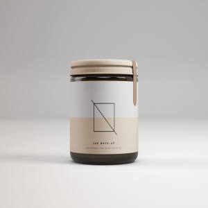 食品包装罐头前视图PSD样机模板 Front View Jar Mockup – PSD