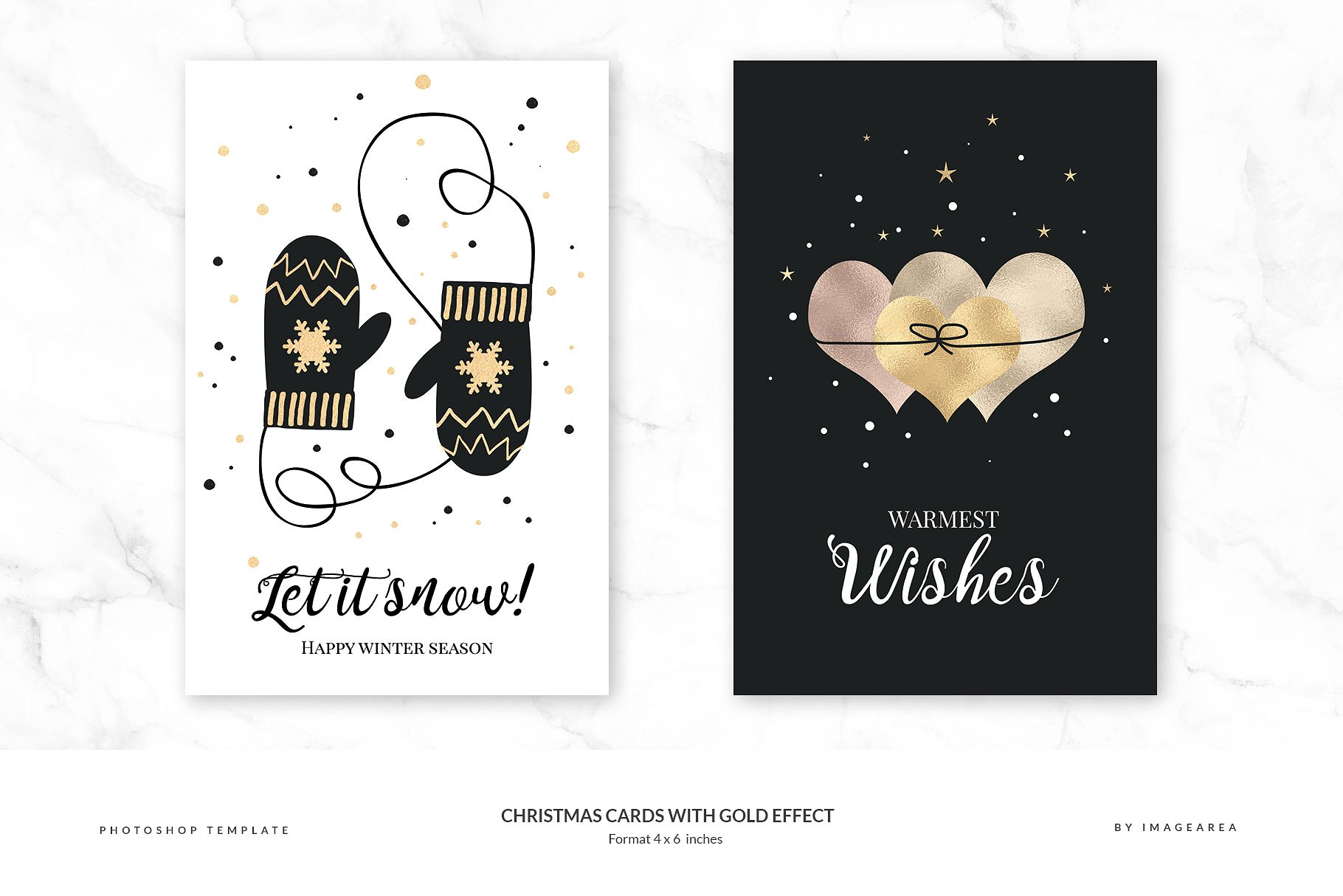 金箔装饰圣诞节主题贺卡模板 Christmas Cards with Gold Effect