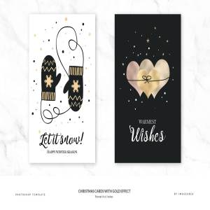 金箔装饰圣诞节主题贺卡模板 Christmas Cards with Gold Effect