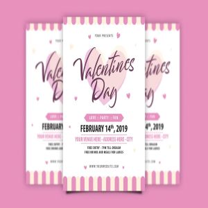情人节节日主题海报设计模板 Valentine’s Day Flyer
