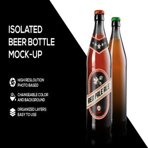 胖体啤酒瓶外观设计展示图样机 Beer bottle mockup