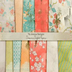 花卉规则图形礼品纸张纹理 Dreams Digital Papers