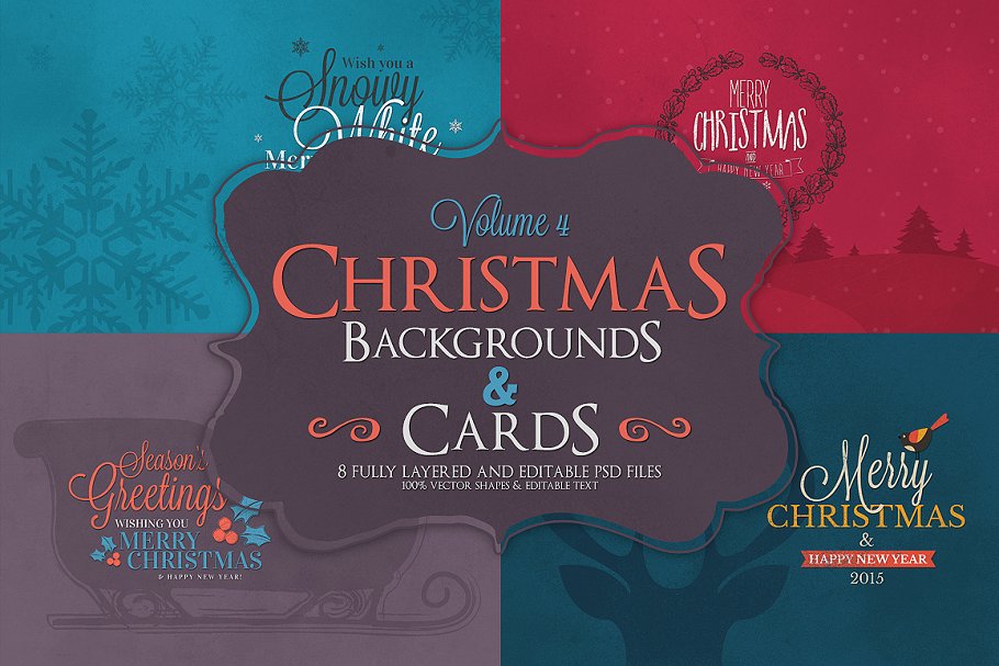 圣诞节主题背景和卡片模板V.4 Christmas Background & Cards Vol.4