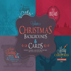 圣诞节主题背景和卡片模板V.4 Christmas Background & Cards Vol.4