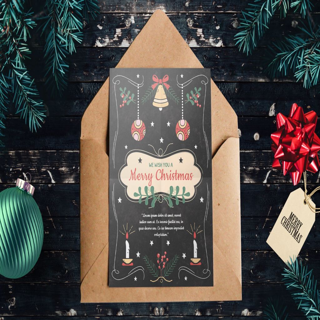 对称设计风格圣诞节贺卡设计模板 Christmas Card Template插图