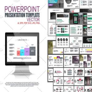 信息图表数据汇报工作幻灯片设计矢量图形 Powerpoint Slide Templates
