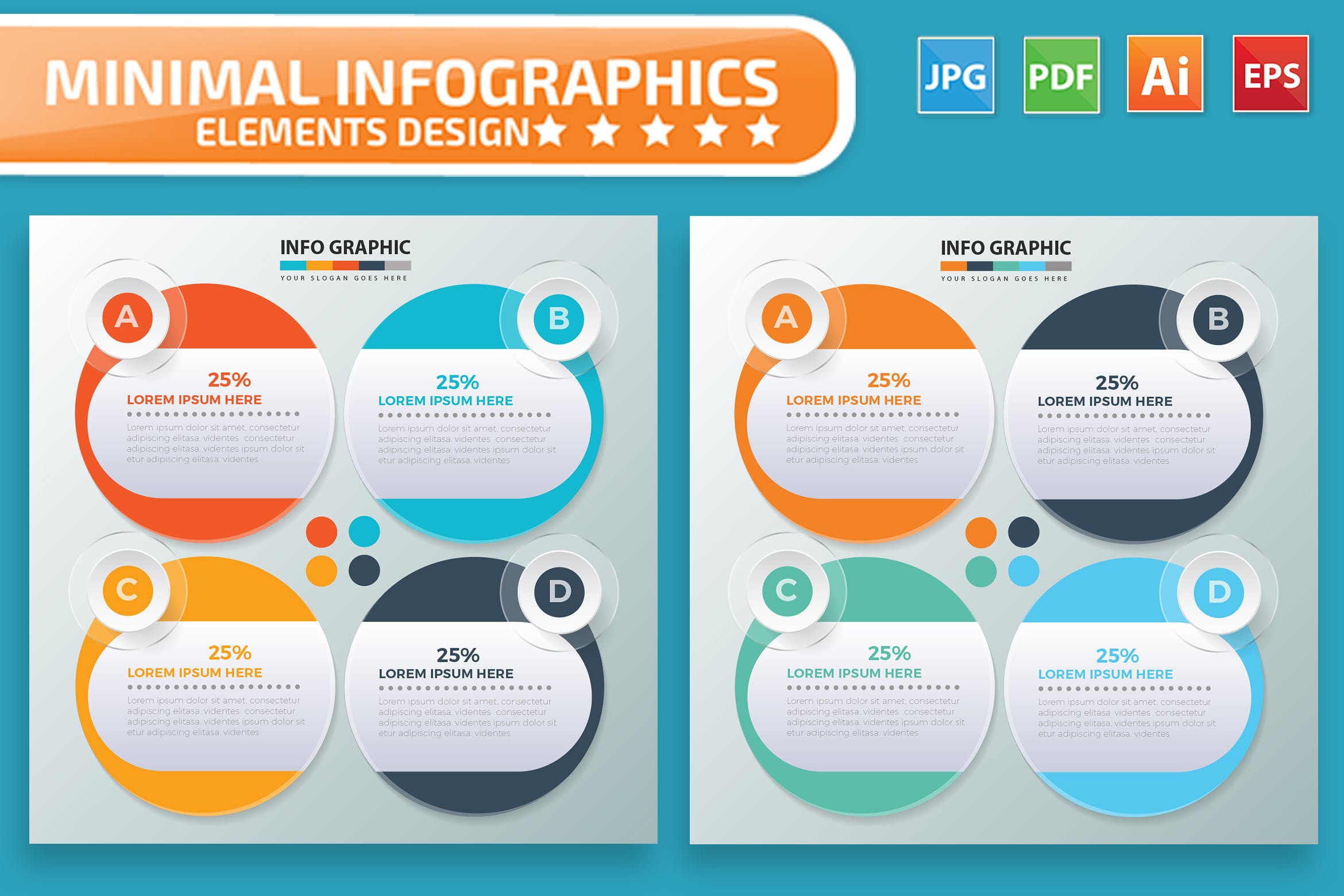 流程步骤圆形图形信息图表设计素材 Infographic Elements Design