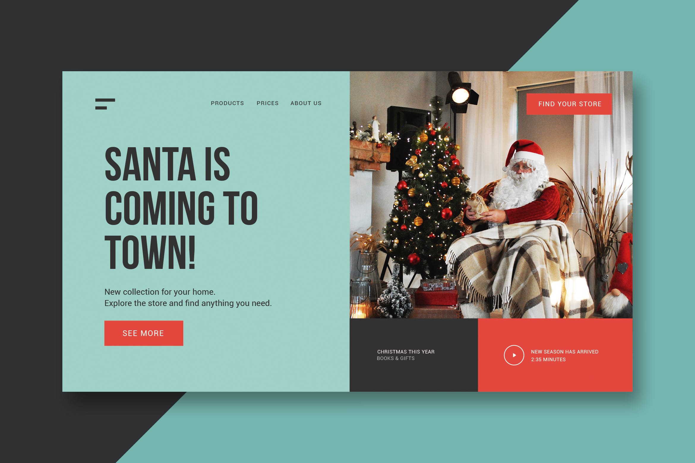 圣诞节&圣诞礼物主题网站着陆页设计模板 Gifts & Christmas – Landing Page