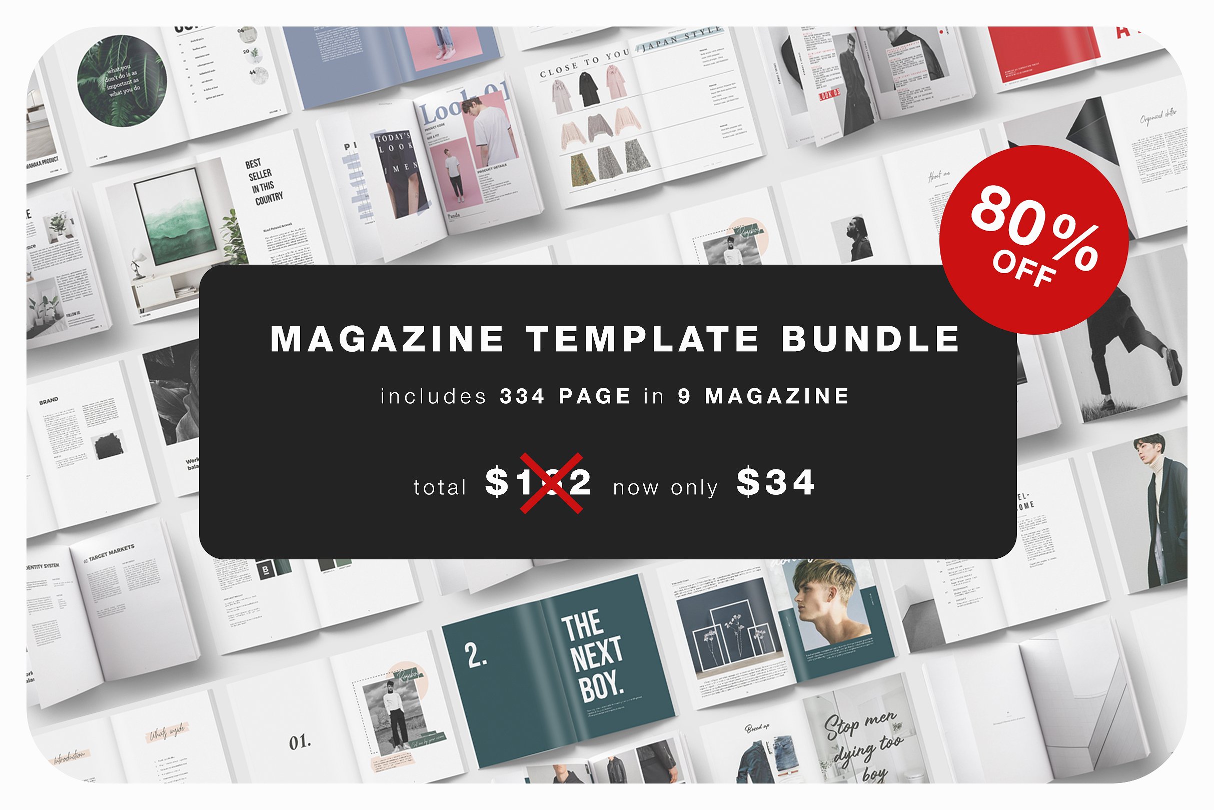时尚极简的杂志模板合辑下载 Magazine Template Bundle [indd]
