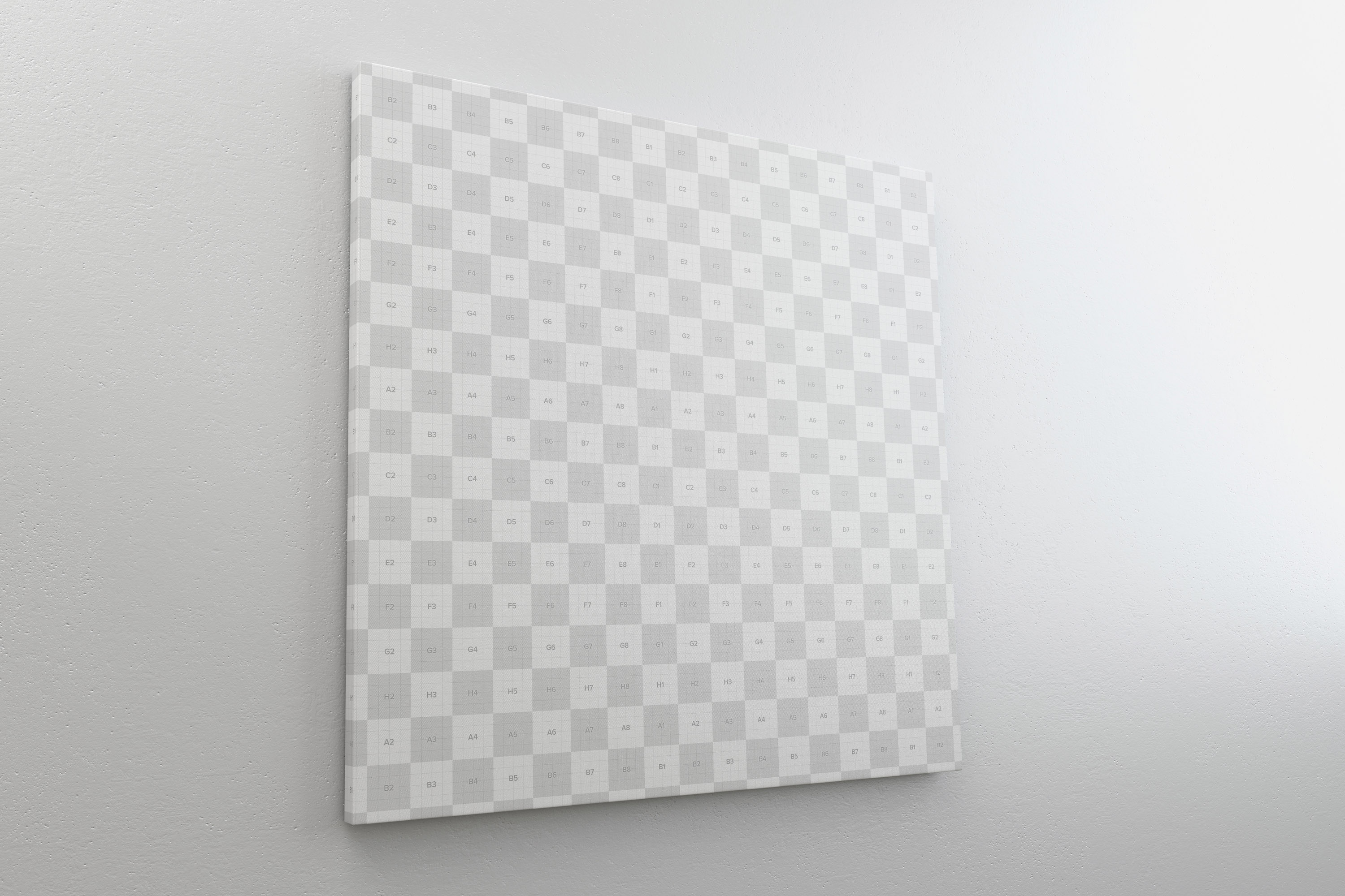 挂墙方形画布画框左视图样机模板 Square Canvas Mockup Hanging on Wall, Left View