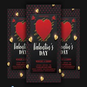 情人节活动派对传单模板  Valentines Day Party Flyer Template