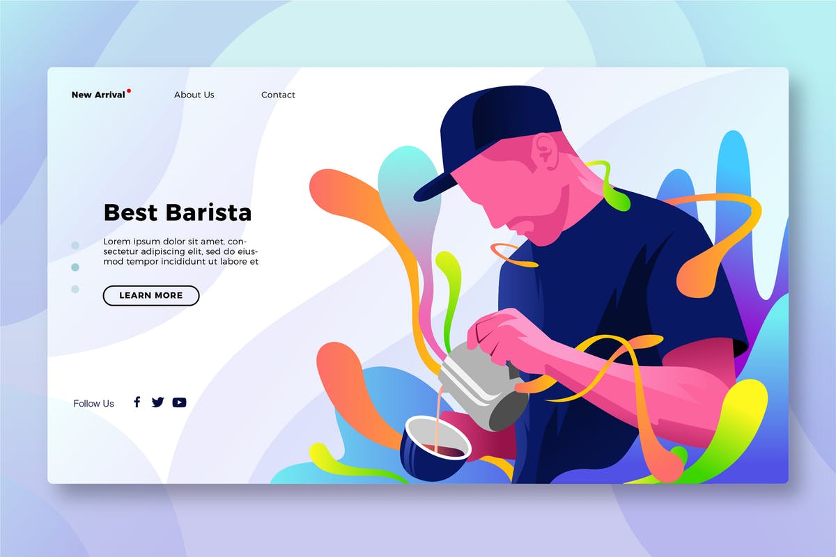 咖啡品牌网站Banner&着陆页PSD模板 Best Coffee Barista – Banner & Landing Page