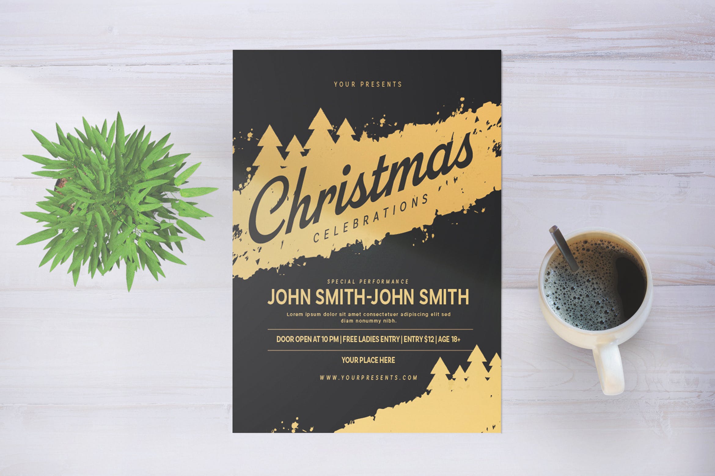 圣诞节庆祝活动创意海报传单模板 Christmas Celebrations