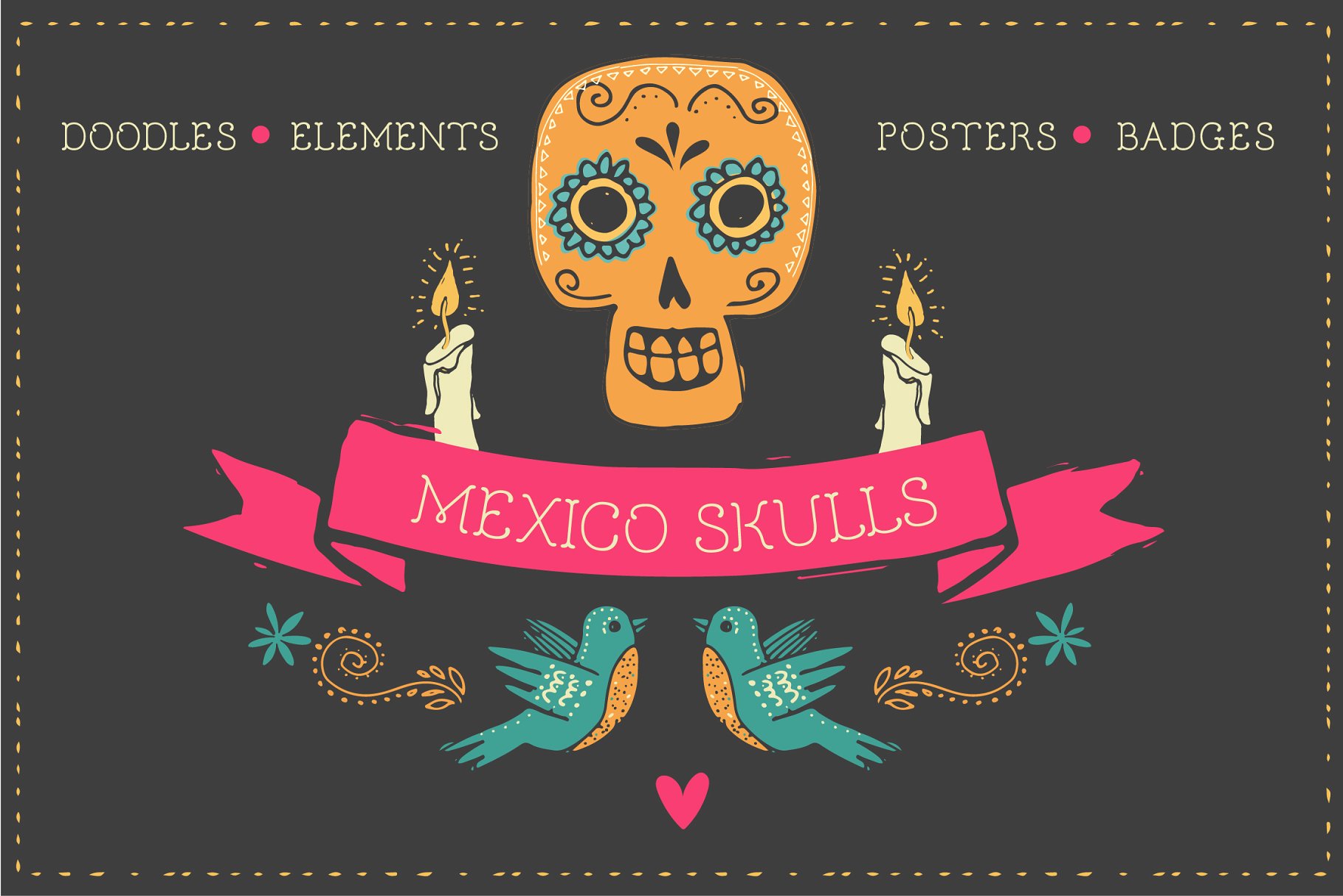 墨西哥骷髅涂鸦＆民族元素 Mexico -skull doodles & elements