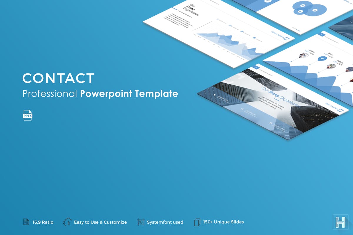 企业项目投标适用PPT幻灯片演示模板 Contact Powerpoint Template