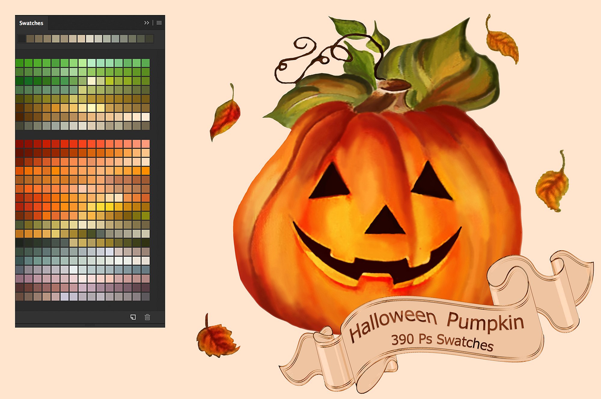 万圣节南瓜色PS色板下载 Halloween Pumpkin Ps Swatches