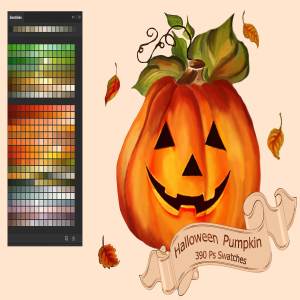 万圣节南瓜色PS色板下载 Halloween Pumpkin Ps Swatches