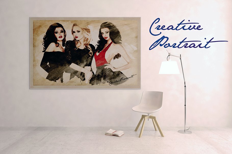 创意肖像绘画效果PS动作 Creative Portrait PSD Template