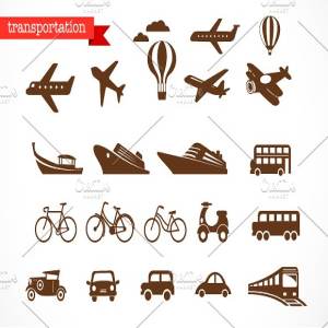 交通工具矢量图标集 Transportation vector icons set
