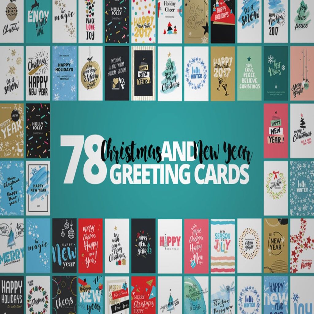 70+圣诞节＆新年节日贺卡设计模板合集 Christmas Cards Mega Set插图