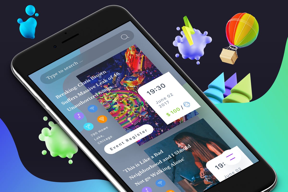 活动事件主题APP应用界面模板 Event 9 Mobile Ui