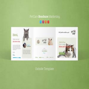 宠物关怀服务宣传传单模板 Pet Care Tri-Fold Brochure