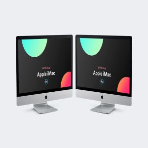 四种视角2019款视网膜屏iMac一体机样机 iMac 2019 Retina Mockup Collection插图3