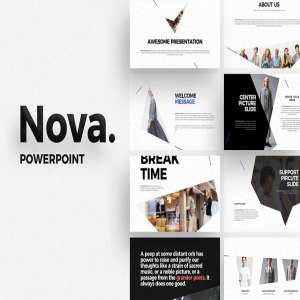 超酷的不规则布局多边型PPT模板免费装 Nova – Free PowerPoint Template