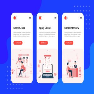 招聘类APP应用引导页设计模板 On boarding screens for Job Search Human Resources