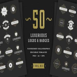 50款复古豪华奢侈品品牌标志模板 50 Luxurious logos & badges