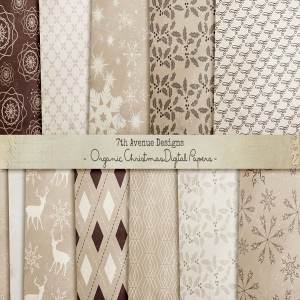 经典圣诞主题包装纸张纹理 Organic Christmas Digital Papers