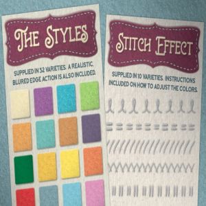 毛毡风格和手工缝制PS笔刷/图层样式 Felt Craft – Stitches Styles & More插图5