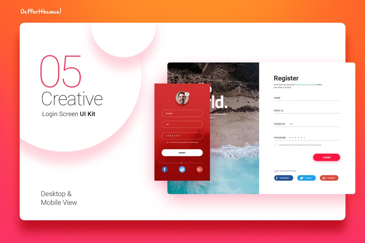 经典实用APP应用用户注册登陆界面模板 Login Screen UI Kit