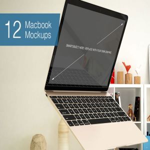 12款Macbook笔记本电脑设备样机 Laptop Mockup – 12 Poses插图1