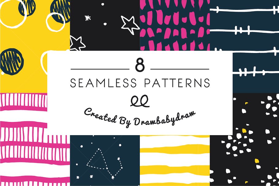 星空插图图案纹理 Starry Night Illustrated Patterns