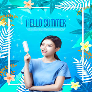 热带植物布局夏季销售广告海报模板