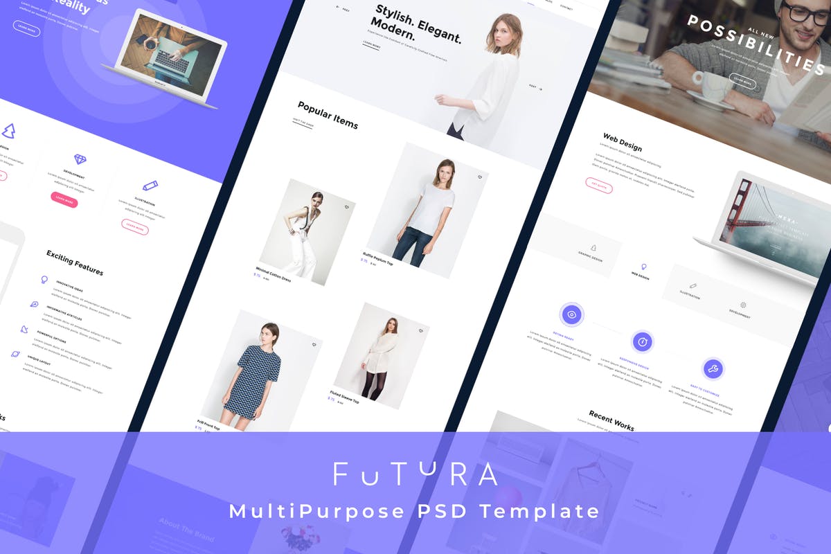 多用途商务企业网站PSD模板 Futura – Multipurpose Corporate PSD Template