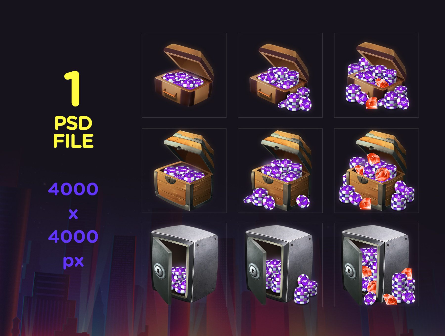 一流设计素材网下午茶：常用游戏道具图标素材包下载[PSD]