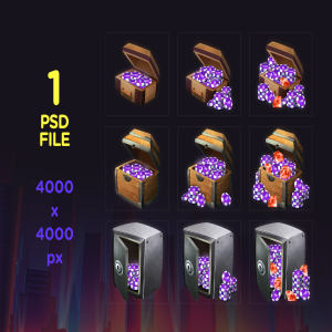 一流设计素材网下午茶：常用游戏道具图标素材包下载[PSD]