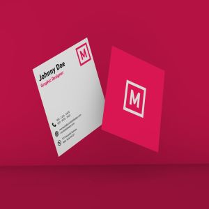 方形企业名片悬浮效果图样机模板 Floating Square Business Card Mockup