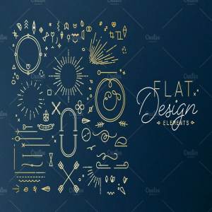 复古风格的平面设计装饰元素 Flat Design Elements