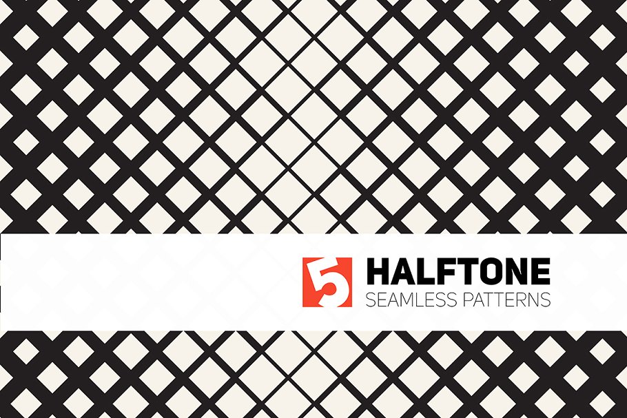 五张半色调无缝图案纹理背景 Five Halftone Seamless Patterns