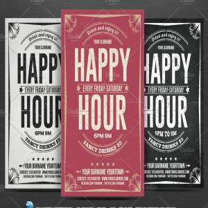 大字报风格海报设计模板 Happy Hour Flyer