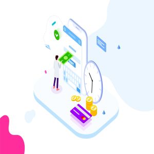 快速转账金融业务场景矢量等距概念插画v3 Quick money transfer of Finance Isometric – FV