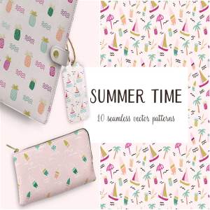 夏日色彩斑斓图案纹理 Summer Time Vector Patterns