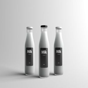 玻璃牛奶瓶牛奶品牌Logo设计展示样机模板 Milk Bottle Packaging Mock-Up插图11
