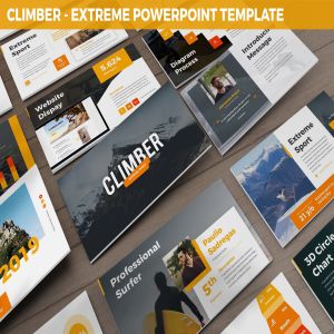 极限运动场地服务企业介绍PPT幻灯模板 Climber – Extreme Powerpoint Template