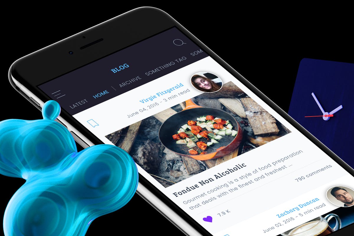 博客新闻资讯类手机APP设计UI套件2 Blog 2 Mobile Ui