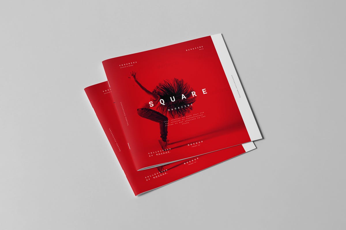 方形画册小册子样机模板v2 Square Brochure Mock-up 2