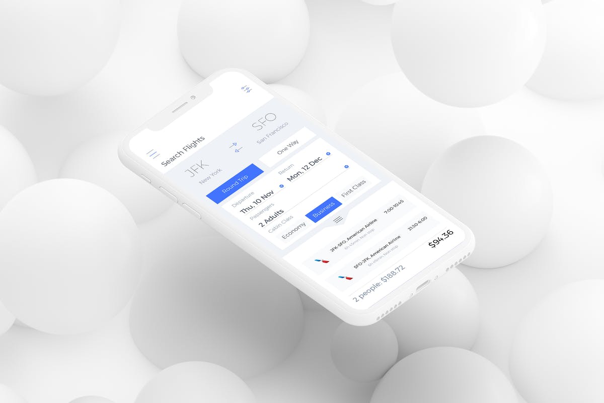 机票预订APP应用航班查询界面设计模板 Search Filght Detail Mobile Ui – L